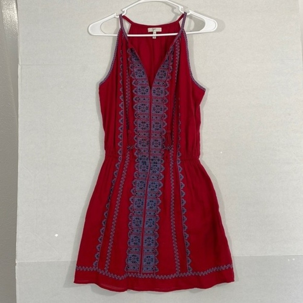 Joie Embroidered Mini Dress, Sleeveless, Lined, Picard Regal Red, XS